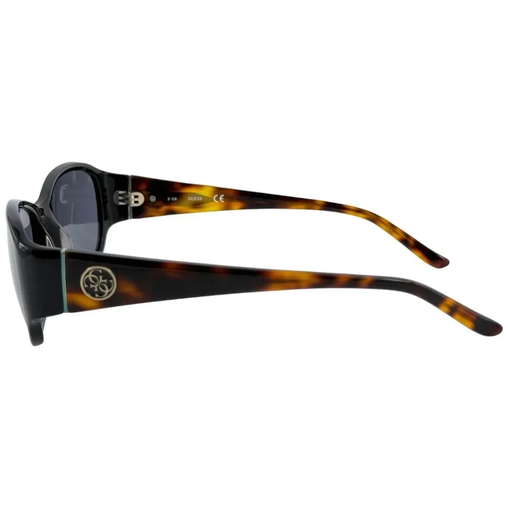 Guess GU7436 Womens Plastic Sunglass 01A Shiny Black 56-17 Gray Lenses w Case